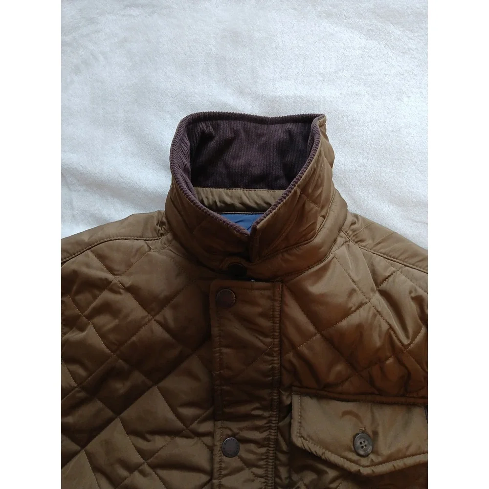 Brown Chaps Quilted Barn Corduroy Collar Puffer Jacket